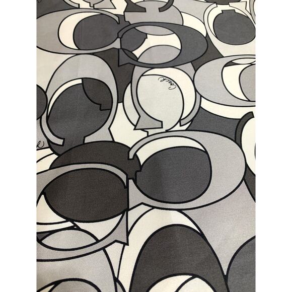COACH Vintage 27" Square Silk Scarf Tonal Gray OPTIC Signature Pattern - Picture 9 of 10